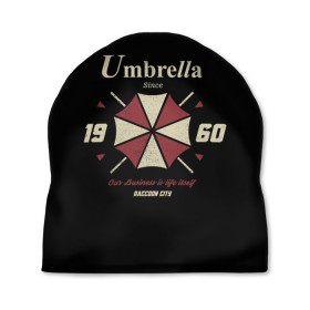 Шапка 3D с принтом Umbrella Corporation в Екатеринбурге, 100% полиэстер | универсальный размер, печать по всей поверхности изделия | 2 | biohazard | claire | evil | horror | raccoon | resident | survival | t virus | t вирус | выживание | зла | кеннеди | клэр | леон | обитель | раккун | редфилд | скотт | ужас