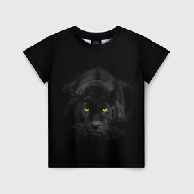 Детская футболка 3D с принтом Пантера в Екатеринбурге, 100% гипоаллергенный полиэфир | прямой крой, круглый вырез горловины, длина до линии бедер, чуть спущенное плечо, ткань немного тянется | Тематика изображения на принте: animal | animals | beast | black | cat | kitten | phanter | животное | животные | зверек | зверь | кот | котики | кошка | кошки | пантера | черная