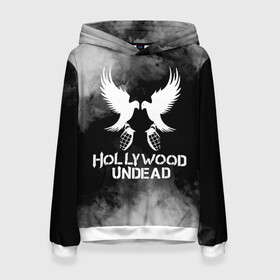 Женская толстовка 3D с принтом Hollywood Undead в Екатеринбурге, 100% полиэстер  | двухслойный капюшон со шнурком для регулировки, мягкие манжеты на рукавах и по низу толстовки, спереди карман-кенгуру с мягким внутренним слоем. | charlie scene | danny | funny man | hollywood | hollywood undead | j dog | johnny 3 tears | undead | андед | голивуд | голливудская нежить | группа | кранккор | метал | нежить | реп | рок | рэп | рэпкор