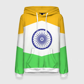 Женская толстовка 3D с принтом Индия в Екатеринбурге, 100% полиэстер  | двухслойный капюшон со шнурком для регулировки, мягкие манжеты на рукавах и по низу толстовки, спереди карман-кенгуру с мягким внутренним слоем. | india | индия | нью дели | страна | флаг | флаг страны | хинди