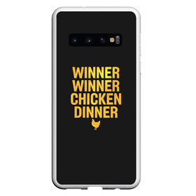 Чехол для Samsung Galaxy S10 с принтом Pubg Top #1 в Екатеринбурге, Силикон | Область печати: задняя сторона чехла, без боковых панелей | chicken | dinner | guns | mobile | pubg | top 1 | winner | пабг