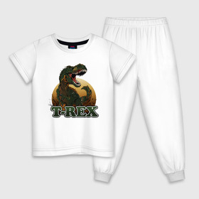Детская пижама хлопок с принтом T-Rex в Екатеринбурге, 100% хлопок |  брюки и футболка прямого кроя, без карманов, на брюках мягкая резинка на поясе и по низу штанин
 | dino | dinosaurs | t rex | trex | вымирание | дино | динозавр | зубы | ледниковый | ледниковый период | мамонт | опасность | оскал | пасть | т рекс | ти рекс | тирекс | хвост | холод | чешуя