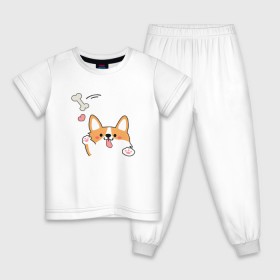Детская пижама хлопок с принтом Корги лапочка в Екатеринбурге, 100% хлопок |  брюки и футболка прямого кроя, без карманов, на брюках мягкая резинка на поясе и по низу штанин
 | 