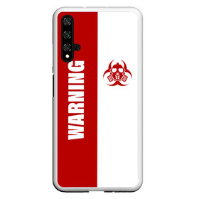 Чехол для Honor 20 с принтом Warning Virus в Екатеринбурге, Силикон | Область печати: задняя сторона чехла, без боковых панелей | 2019   ncov | coronavirus | covid | covid 19 | ncov | virus | арт | биологическая опасность | болезнь | вирус | знак | карантин | корона | коронавирус | короновирус | мем | мой руки | оставайся дома | пандемия | помой руки