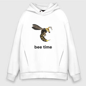 Мужское худи Oversize хлопок с принтом Bee time в Екатеринбурге, френч-терри — 70% хлопок, 30% полиэстер. Мягкий теплый начес внутри —100% хлопок | боковые карманы, эластичные манжеты и нижняя кромка, капюшон на магнитной кнопке | bee | bee time | sting | tranimals | wings | жало | оса | пчела | шершень