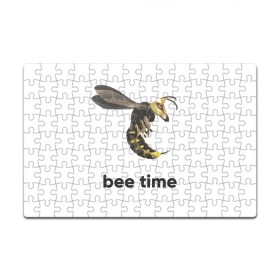 Пазл магнитный 126 элементов с принтом Bee time в Екатеринбурге, полимерный материал с магнитным слоем | 126 деталей, размер изделия —  180*270 мм | bee | bee time | sting | tranimals | wings | жало | оса | пчела | шершень