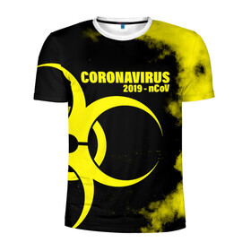 Мужская футболка 3D спортивная с принтом Coronavirus 2019 - nCoV в Екатеринбурге, 100% полиэстер с улучшенными характеристиками | приталенный силуэт, круглая горловина, широкие плечи, сужается к линии бедра | 2019   ncov | coronavirus | covid | covid 19 | ncov | virus | арт | биологическая опасность | болезнь | вирус | знак | карантин | корона | коронавирус | короновирус | мем | мой руки | оставайся дома | пандемия | помой руки