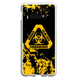 Чехол для Samsung S10E с принтом Danger nCoV - 2019 Coronavirus в Екатеринбурге, Силикон | Область печати: задняя сторона чехла, без боковых панелей | Тематика изображения на принте: 2019   ncov | coronavirus | covid | covid 19 | ncov | virus | арт | биологическая опасность | болезнь | вирус | знак | карантин | корона | коронавирус | короновирус | мем | мой руки | оставайся дома | пандемия | помой руки