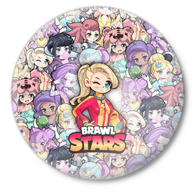 Значок с принтом BrawlStars Girls (Oko) в Екатеринбурге,  металл | круглая форма, металлическая застежка в виде булавки | Тематика изображения на принте: 