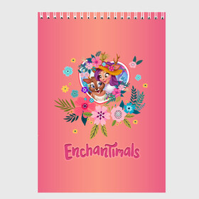 Скетчбук с принтом Enchantimals в Екатеринбурге, 100% бумага
 | 48 листов, плотность листов — 100 г/м2, плотность картонной обложки — 250 г/м2. Листы скреплены сверху удобной пружинной спиралью | Тематика изображения на принте: enchantimals | детское | для девочек | зверюшки | игрушки | куклы | энчантималс