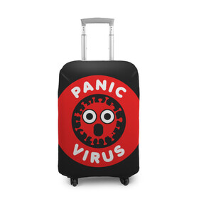 Чехол для чемодана 3D с принтом Panic Virus в Екатеринбурге, 86% полиэфир, 14% спандекс | двустороннее нанесение принта, прорези для ручек и колес | без паники | будь здоров | вирус паники | заражение | здоровье | коронавирус | короновирус | маска | медицинская маска | не болей | не паникуй | пандемия | профилактика | эпидемия