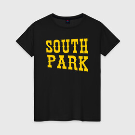 Женская футболка хлопок с принтом SOUTH PARK. в Екатеринбурге, 100% хлопок | прямой крой, круглый вырез горловины, длина до линии бедер, слегка спущенное плечо | south park | американская культура | американский мультсериал | колорадо | пародия | саус парк | саут парк | черный юмор | четыре мальчика | шоу | южный парк