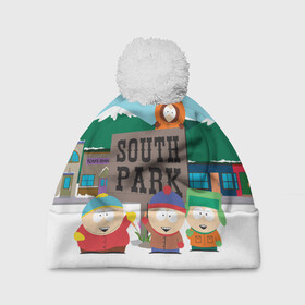 Шапка 3D c помпоном с принтом ЮЖНЫЙ ПАРК | SOUTH PARK (Z) в Екатеринбурге, 100% полиэстер | универсальный размер, печать по всей поверхности изделия | Тематика изображения на принте: kenny | south park | кенни | мультфильмы | южный парк