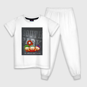 Детская пижама хлопок с принтом ЮЖНЫЙ ПАРК в Екатеринбурге, 100% хлопок |  брюки и футболка прямого кроя, без карманов, на брюках мягкая резинка на поясе и по низу штанин
 | 
