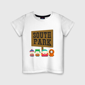 Детская футболка хлопок с принтом South Park. в Екатеринбурге, 100% хлопок | круглый вырез горловины, полуприлегающий силуэт, длина до линии бедер | south park | американская культура | американский мультсериал | колорадо | пародия | саус парк | саут парк | черный юмор | четыре мальчика | шоу | южный парк