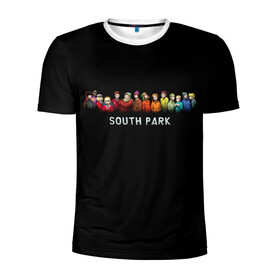 Мужская футболка 3D спортивная с принтом ЮЖНЫЙ ПАРК в Екатеринбурге, 100% полиэстер с улучшенными характеристиками | приталенный силуэт, круглая горловина, широкие плечи, сужается к линии бедра | kenny | south park | кенни | мультфильмы | саус парк | южный парк