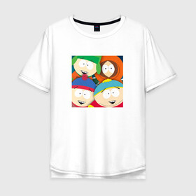 Мужская футболка хлопок Oversize с принтом South Park в Екатеринбурге, 100% хлопок | свободный крой, круглый ворот, “спинка” длиннее передней части | park | south | south park | картман | кени | они убили кени | парк | сволочи | южный | южный парк