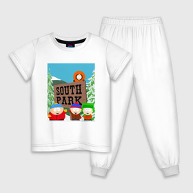 Детская пижама хлопок с принтом ЮЖНЫЙ ПАРК в Екатеринбурге, 100% хлопок |  брюки и футболка прямого кроя, без карманов, на брюках мягкая резинка на поясе и по низу штанин
 | 