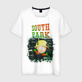 Мужская футболка хлопок с принтом South Park в Екатеринбурге, 100% хлопок | прямой крой, круглый вырез горловины, длина до линии бедер, слегка спущенное плечо. | south park | баттерс | кайл | картман | картмен | кени | кеннет | кенни | мультик | саус парк | стэнли | эрик | южный парк