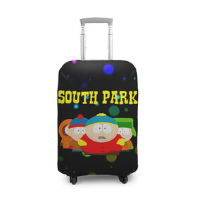 Чехол для чемодана 3D с принтом South Park. в Екатеринбурге, 86% полиэфир, 14% спандекс | двустороннее нанесение принта, прорези для ручек и колес | south park | американская культура | американский мультсериал | колорадо | пародия | саус парк | саут парк | черный юмор | четыре мальчика | шоу | южный парк
