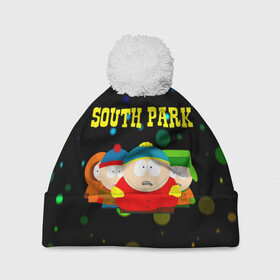 Шапка 3D c помпоном с принтом South Park. в Екатеринбурге, 100% полиэстер | универсальный размер, печать по всей поверхности изделия | south park | американская культура | американский мультсериал | колорадо | пародия | саус парк | саут парк | черный юмор | четыре мальчика | шоу | южный парк