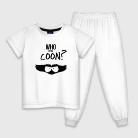 Детская пижама хлопок с принтом South Park Who is the Coon? в Екатеринбурге, 100% хлопок |  брюки и футболка прямого кроя, без карманов, на брюках мягкая резинка на поясе и по низу штанин
 | Тематика изображения на принте: 