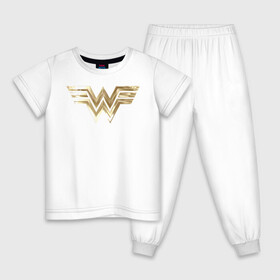 Детская пижама хлопок с принтом Wonder Woman logo в Екатеринбурге, 100% хлопок |  брюки и футболка прямого кроя, без карманов, на брюках мягкая резинка на поясе и по низу штанин
 | Тематика изображения на принте: 1984 | cheetah | dc comics | diana prince | wonder women | ww84 | антиопа | вандер вумен | галь гадот | гепарда | диана принс | стив тревор | чудо женщина
