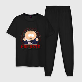 Мужская пижама хлопок с принтом Картман - Намасте в Екатеринбурге, 100% хлопок | брюки и футболка прямого кроя, без карманов, на брюках мягкая резинка на поясе и по низу штанин
 | 