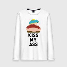 Мужской лонгслив хлопок с принтом KISS MY ASS в Екатеринбурге, 100% хлопок |  | cartman | kenny | park | south | southpark | картман | кенни | мульт | мультик | парк | персонаж | персонажи | сериал | южный
