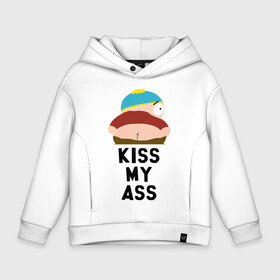 Детское худи Oversize хлопок с принтом KISS MY ASS в Екатеринбурге, френч-терри — 70% хлопок, 30% полиэстер. Мягкий теплый начес внутри —100% хлопок | боковые карманы, эластичные манжеты и нижняя кромка, капюшон на магнитной кнопке | cartman | kenny | park | south | southpark | картман | кенни | мульт | мультик | парк | персонаж | персонажи | сериал | южный