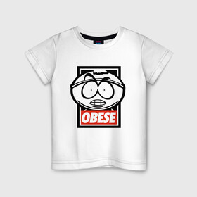 Детская футболка хлопок с принтом OBESE в Екатеринбурге, 100% хлопок | круглый вырез горловины, полуприлегающий силуэт, длина до линии бедер | cartman | kenny | park | south | southpark | картман | кенни | мульт | мультик | парк | персонаж | персонажи | сериал | южный