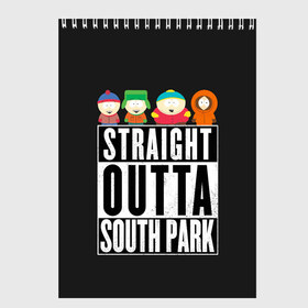 Скетчбук с принтом South Park в Екатеринбурге, 100% бумага
 | 48 листов, плотность листов — 100 г/м2, плотность картонной обложки — 250 г/м2. Листы скреплены сверху удобной пружинной спиралью | cartman | kenny | park | south | southpark | картман | кенни | мульт | мультик | парк | персонаж | персонажи | сериал | южный