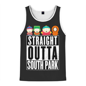 Мужская майка 3D с принтом South Park в Екатеринбурге, 100% полиэстер | круглая горловина, приталенный силуэт, длина до линии бедра. Пройма и горловина окантованы тонкой бейкой | Тематика изображения на принте: cartman | kenny | park | south | southpark | картман | кенни | мульт | мультик | парк | персонаж | персонажи | сериал | южный