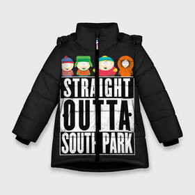 Зимняя куртка для девочек 3D с принтом South Park в Екатеринбурге, ткань верха — 100% полиэстер; подклад — 100% полиэстер, утеплитель — 100% полиэстер. | длина ниже бедра, удлиненная спинка, воротник стойка и отстегивающийся капюшон. Есть боковые карманы с листочкой на кнопках, утяжки по низу изделия и внутренний карман на молнии. 

Предусмотрены светоотражающий принт на спинке, радужный светоотражающий элемент на пуллере молнии и на резинке для утяжки. | cartman | kenny | park | south | southpark | картман | кенни | мульт | мультик | парк | персонаж | персонажи | сериал | южный