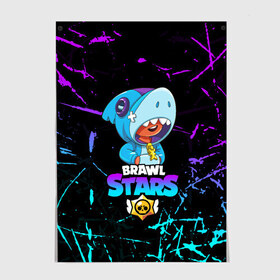 Постер с принтом BRAWL STARS LEON SHARK в Екатеринбурге, 100% бумага
 | бумага, плотность 150 мг. Матовая, но за счет высокого коэффициента гладкости имеет небольшой блеск и дает на свету блики, но в отличии от глянцевой бумаги не покрыта лаком | 8 bit | 8 бит | bibi | brawl stars | crow | el brown | leon | leon shark | max | mr.p | sally leon | shark | stars | virus | werewolf | акула | биби | вирус | ворон | леон | оборотень | пингвин