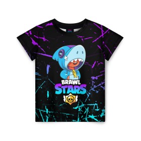 Детская футболка 3D с принтом BRAWL STARS LEON SHARK в Екатеринбурге, 100% гипоаллергенный полиэфир | прямой крой, круглый вырез горловины, длина до линии бедер, чуть спущенное плечо, ткань немного тянется | 8 bit | 8 бит | bibi | brawl stars | crow | el brown | leon | leon shark | max | mr.p | sally leon | shark | stars | virus | werewolf | акула | биби | вирус | ворон | леон | оборотень | пингвин