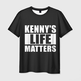 Мужская футболка 3D с принтом KENNYS LIFE MATTERS в Екатеринбурге, 100% полиэфир | прямой крой, круглый вырез горловины, длина до линии бедер | cartman | kenny | park | south | southpark | картман | кенни | мульт | мультик | парк | персонаж | персонажи | сериал | южный