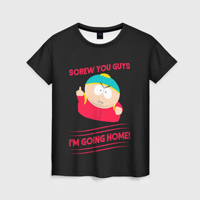 Женская футболка 3D с принтом Cartman в Екатеринбурге, 100% полиэфир ( синтетическое хлопкоподобное полотно) | прямой крой, круглый вырез горловины, длина до линии бедер | cartman | kenny | park | south | southpark | картман | кенни | мульт | мультик | парк | персонаж | персонажи | сериал | южный