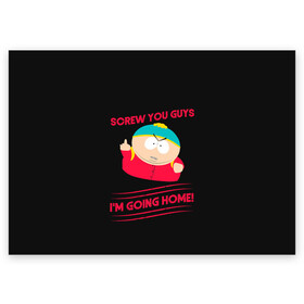 Поздравительная открытка с принтом Cartman в Екатеринбурге, 100% бумага | плотность бумаги 280 г/м2, матовая, на обратной стороне линовка и место для марки
 | Тематика изображения на принте: cartman | kenny | park | south | southpark | картман | кенни | мульт | мультик | парк | персонаж | персонажи | сериал | южный