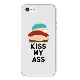 Чехол для iPhone 5/5S матовый с принтом Kiss My Ass в Екатеринбурге, Силикон | Область печати: задняя сторона чехла, без боковых панелей | Тематика изображения на принте: cartman | kenny | park | south | southpark | картман | кенни | мульт | мультик | парк | персонаж | персонажи | сериал | южный