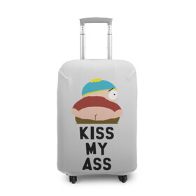 Чехол для чемодана 3D с принтом Kiss My Ass в Екатеринбурге, 86% полиэфир, 14% спандекс | двустороннее нанесение принта, прорези для ручек и колес | cartman | kenny | park | south | southpark | картман | кенни | мульт | мультик | парк | персонаж | персонажи | сериал | южный
