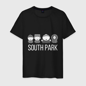 Мужская футболка хлопок с принтом South Park в Екатеринбурге, 100% хлопок | прямой крой, круглый вырез горловины, длина до линии бедер, слегка спущенное плечо. | cartman | kartman | kenny | park | south | брофловски | кайл | картинка | картман | кенни | маккормик | марш | парк | саус | сауспарк | стэн | стэнли | эрик | южный