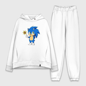 Женский костюм хлопок Oversize с принтом Baby Sonic в Екатеринбурге,  |  | baby | sonic | ежик | соник