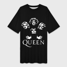 Платье-футболка 3D с принтом QUEEN | КВИН (+НА СПИНЕ) в Екатеринбурге,  |  | Тематика изображения на принте: queen | rock | we will rock you | брайан мэи | группа queen | группа квин | джон дикон | квин | королева | король | роджер тейлор | рок | фредди меркьюри