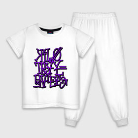 Детская пижама хлопок с принтом GTA Tag BALLAS в Екатеринбурге, 100% хлопок |  брюки и футболка прямого кроя, без карманов, на брюках мягкая резинка на поясе и по низу штанин
 | Тематика изображения на принте: 