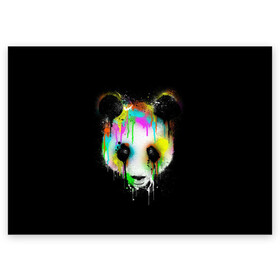Поздравительная открытка с принтом ПАНДА В КРАСКЕ | PANDA IN PAINT в Екатеринбурге, 100% бумага | плотность бумаги 280 г/м2, матовая, на обратной стороне линовка и место для марки
 | Тематика изображения на принте: panda | животные | краска | медведь | милая | няшная | панда | прикольная | смешно | юмор