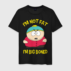 Мужская футболка хлопок с принтом South Park, Эрик Картман в Екатеринбурге, 100% хлопок | прямой крой, круглый вырез горловины, длина до линии бедер, слегка спущенное плечо. | eric cartman | south park | эрик картман | южный парк | я не толстый у меня кость широкая