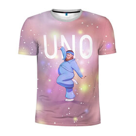 Мужская футболка 3D спортивная с принтом UNO (Little Big) в Екатеринбурге, 100% полиэстер с улучшенными характеристиками | приталенный силуэт, круглая горловина, широкие плечи, сужается к линии бедра | eurovision 2020 | little big | uno | вог | евровидение | литтл биг | пухляш | танец | уно | юно