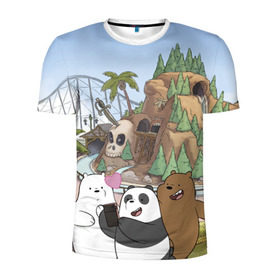 Мужская футболка 3D спортивная с принтом Вся правда о медведях. Селфи в Екатеринбурге, 100% полиэстер с улучшенными характеристиками | приталенный силуэт, круглая горловина, широкие плечи, сужается к линии бедра | grizzly | ice bear | panda | the three bare bears | vdzajul | we bare bears | белый | вся правда о медведях | гризли | панда | правда