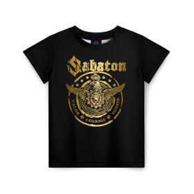 Детская футболка 3D с принтом SABATON в Екатеринбурге, 100% гипоаллергенный полиэфир | прямой крой, круглый вырез горловины, длина до линии бедер, чуть спущенное плечо, ткань немного тянется | sabaton | даниель муллбак | йоаким броден | крис рёланд | оскар монтелиус | пэр сундстрём | рикард сунден | сабатон | тоббе энглунд | томми юханссон | ханнес ван дал